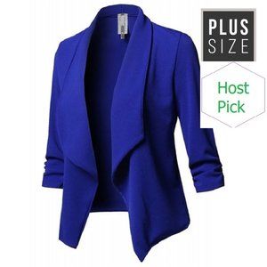 Plus Size Blazer for Women - Light Slimming Design Blue Blazer